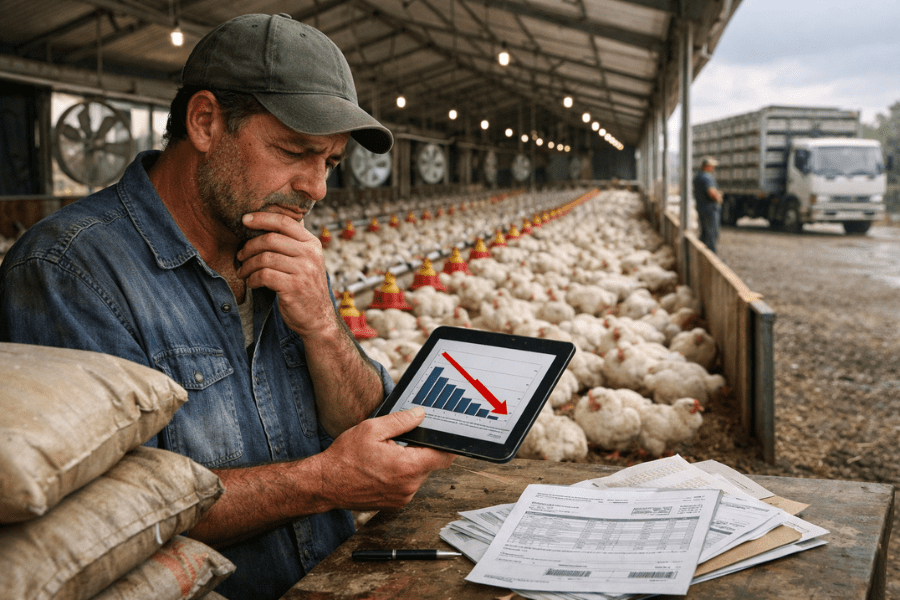 Pre&ccedil;o do Frango Vivo cai em Fevereiro e Atinge Menor n&iacute;vel Desde 2024