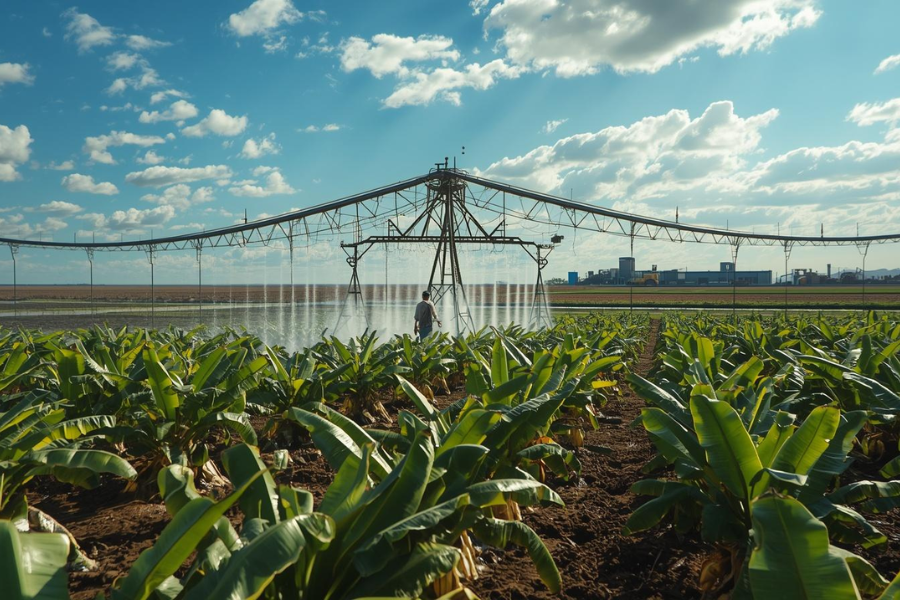 Fazenda na Bahia Dobra Produtividade da Banana com Irriga&ccedil;&atilde;o por Piv&ocirc; Central
