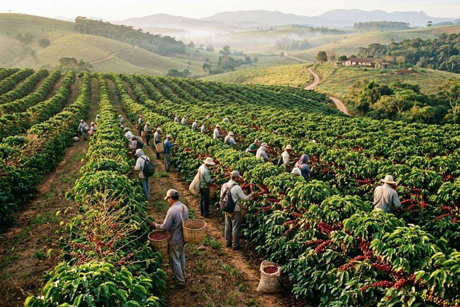 Colheita de Caf&eacute; Avan&ccedil;a, mas Segue Atrasada em Rela&ccedil;&atilde;o a 2025