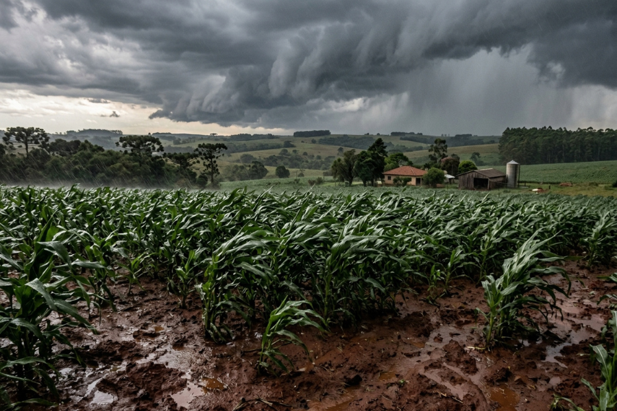 Ciclone e Frente Fria Amea&ccedil;am Lavouras com Chuva Forte e Temporais no Brasil