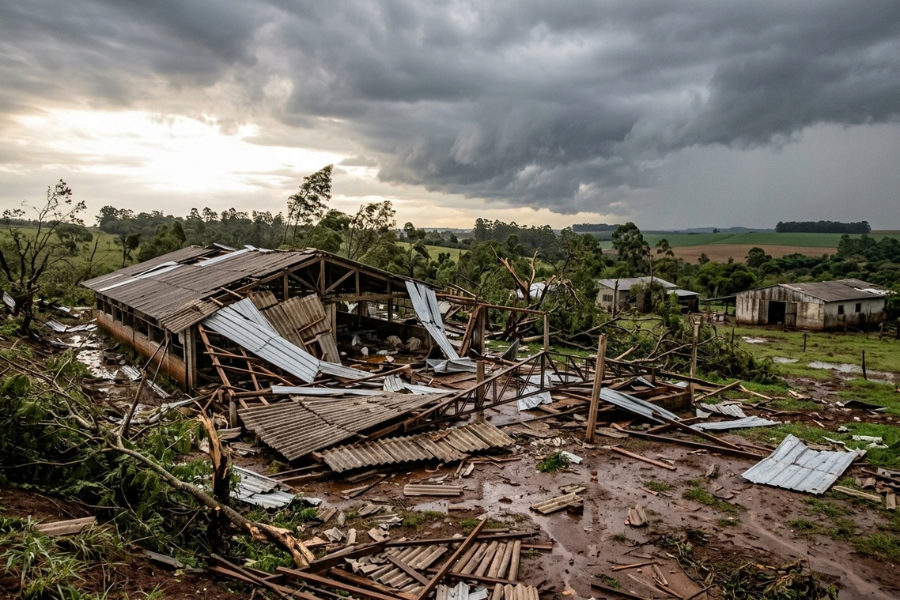 Tempestade Destr&oacute;i Granja em Apucarana e Produtor Encerra Atividade Av&iacute;cola