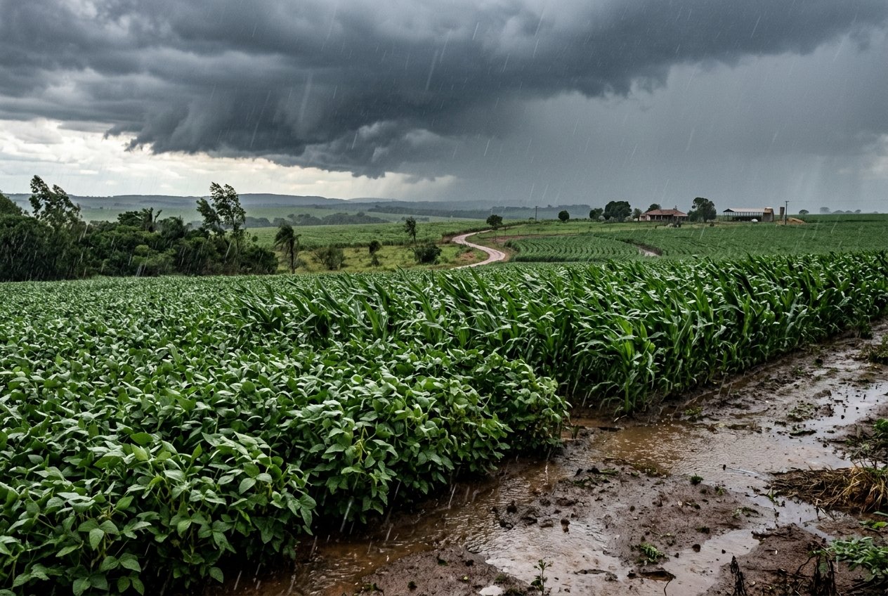 Chuva Forte Ameaça Áreas Agrícolas em Quatro Regiões do Brasil e Exige Atenção dos Produtores Rurais